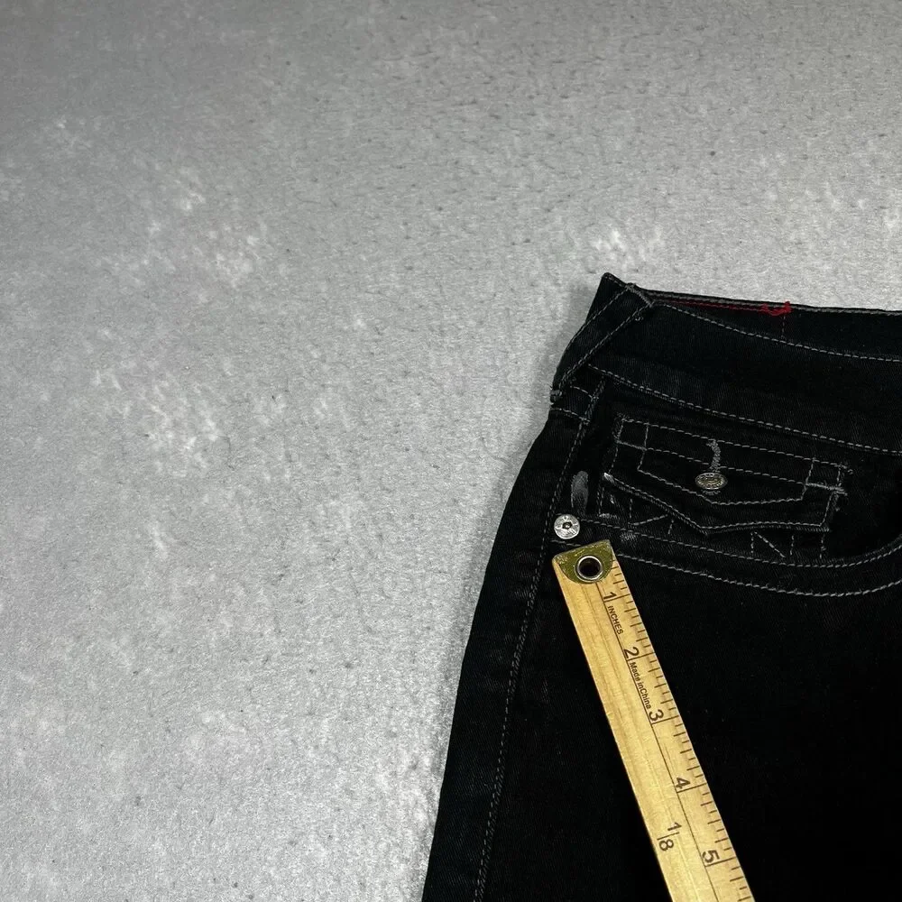 True Religion Jeans Mens Size 35 Black Ricky Straight Jeans Flap Pocket